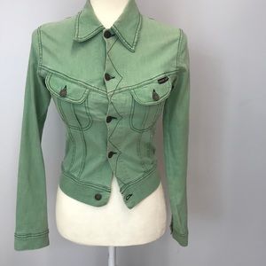 PLEIN SUD vintage green denim like jacket